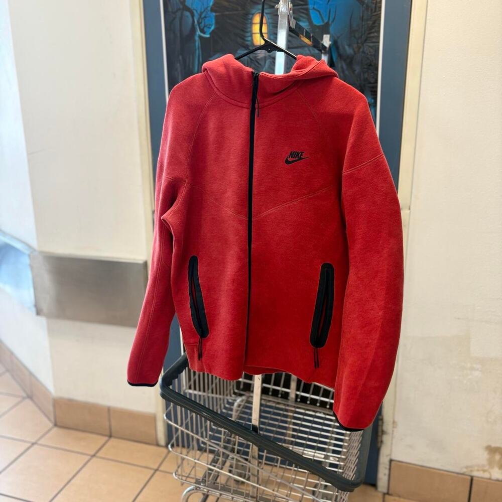 Nike red tech fleece zip